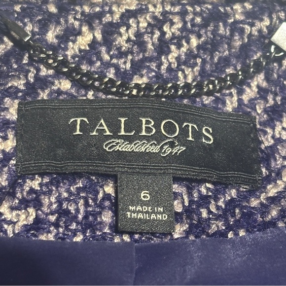 Talbots Purple Tweed Open Front Wool/Mohair/Alpaca Blazer Size 6 - Picture 7 of 10
